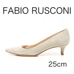 超美品 Fabio Rusconi スエード パンプス 38 ファビオルスコーニ FABIO RUSCONI パンプス チャンキーヒール