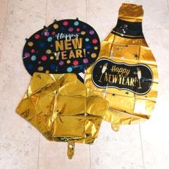 Happy New Year バルーンゴールドスター シャンパンボトル 大晦日