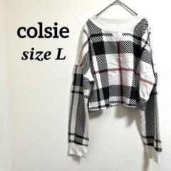 2126 colsie チェック柄 クロップド丈 Tシャツ L