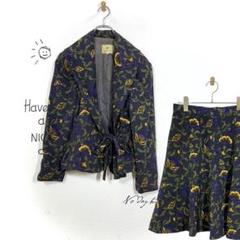 アニノバンタ スカートセットアップ(M)ボタニカル柄 テーラード レトロ