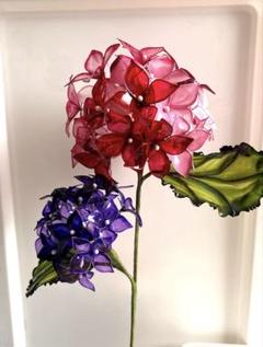 紫陽花三輪(よりそって）②アメリカンフラワー、ディップフラワー