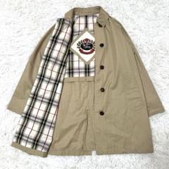 【一枚袖!デカロゴ刺繍】バーバリーズ ステンカラーコート ノバチェック ベージュ BURBERRYステンカラーコート 一枚袖 ハニーベージュ 白タグ金