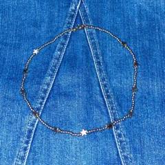 ビーズネックレス/ハンドメイド/シルバーカラー/星モチーフ/スター/アクセサリー