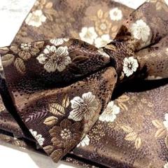 蝶ネクタイ　チーフ　茶　ブラウン　花柄　お色直しウェディング　0kpl