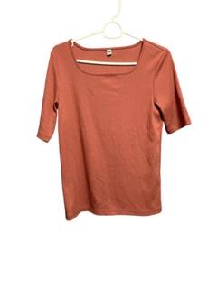 UNIQLO テラコッタ リブ半袖Tシャツ M