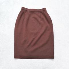 コルディア ニットタイトスカート ブラウン 38 ひざ丈 前タック付き 日本製