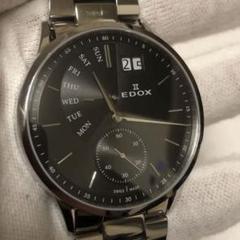 EDOX レ・ヴォベール メンズクオーツ腕時計 ブラックのサムネイル