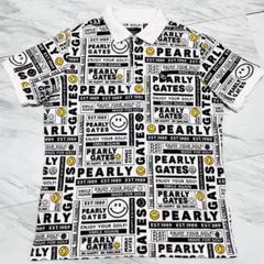 美品 超希少2XL⭐️パーリーゲイツ 半袖ポロシャツ 鹿の子 総柄 ニコちゃん