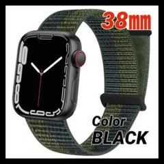 AppleWatch アップルウォッチ バンド ベルト ナイロン 黒 38mm