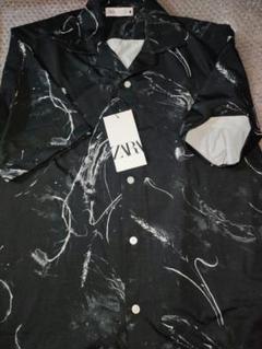 ZARA アブストラクトプリント ストレッチシャツ M