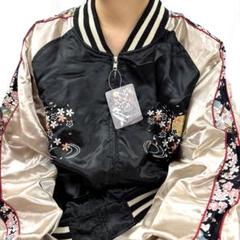ジャパニーズトラディショナル　スカジャン　刺繍　和柄　桜　満月　Mサイズ 極美品 gxp1999 スカジャン 和柄刺繍 桜 青龍 白虎 ma-1 黒 3XL