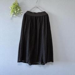サイレントワース［M］新品タグ付　涼し気　ウエストゴム　ミモレ丈総レーススカート