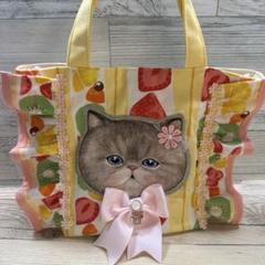 ゆ*ら様 ふりふりフリル　ブルーヒョウ柄サバ猫ちゃん　コヤンイサムチョン　トート 超ビッグ全身黒猫ちゃん コヤンイサムチョン 肩掛けフリル
