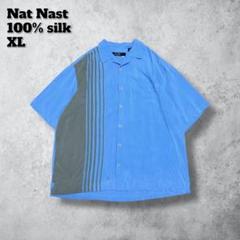 NatNastナットナスト開襟シャツシルク100%切替XLゆるダボ00s海外古着