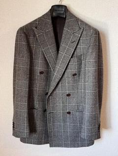 Sato Tailor グレンチェックダブルジャケット フランネル グレージュ Sato Tailor グレンチェックダブルジャケット フランネル