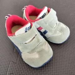 アシックス　13.5 ASICS ベルクロスニーカー グレー/レッド