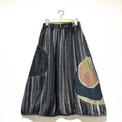 臈纈染めパッチワークプルオーバー アジアン　和柄　刺し子 臈纈染めパッチワークスカート＊アジアン 刺し子＊バティック 和