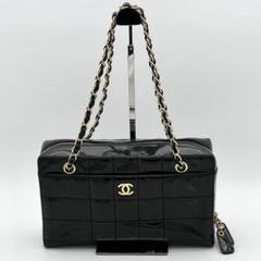 CHANEL チョコバー ココマーク チェーンショルダーバッグ パテント