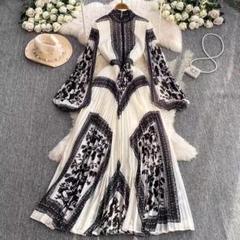 花柄　ワンピース　レディース　レース　ロング　パーティー　半袖　ドレス