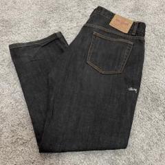 stussy ブラックデニム STUSSY】ストレートブラックデニム シャネルロゴ W34