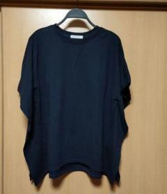 ネイビー　デザインカットソーフレンチスリーブＴシャツ