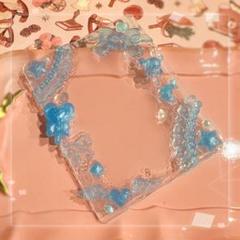 レジン 硬質ケース デコ 水色 青 透明系