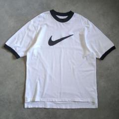 特大サイズ 90s NIKE ビッグロゴ 刺繍 リンガーTシャツ