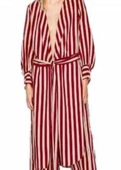 新品赤ストライプ ロングガウンシャツのサムネイル