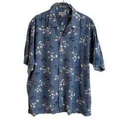 ヤシ柄アロハ ブルー系 2XL〜3L相当 総柄