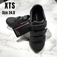 【新品】XTS ベルクロ スパイクシューズ 固定金具 黒 野球 24.0cm ②のサムネイル