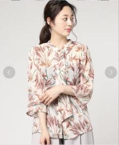ear PAPILLONNER 極楽鳥花シャツ シアー プリント 長袖