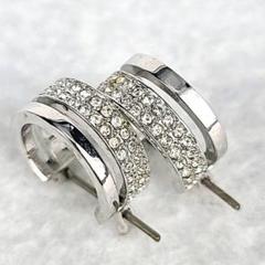 ∞美品∞スワロフスキー フープピアス ワンタッチ式 ビジュー