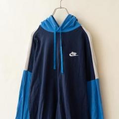 NIKE ナイキ 薄手 パーカー プルオーバー フーディー 紺 青 メンズ S