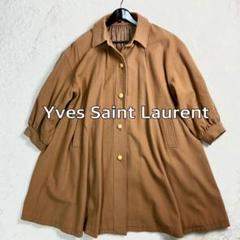 【美品✨】イヴサンローラン ロングコート YSLロゴ ウール ダークブラウン 美品✨】イヴサンローラン ロングコート YSLロゴ ウール ダーク