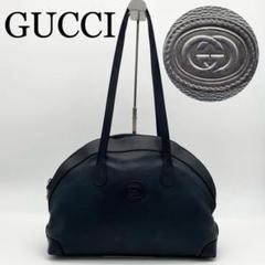 GUCCI トートバッグ　インターロッキング　ハーフムーン　レザー　肩掛け可能