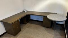 (8月中旬まで)中古L字型オカムラ木製オフィスデスク