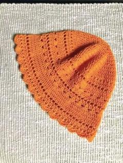 【ハンドメイド】コットン❤️バケットハット　クロシェハット　透かし模様　★オレンジ