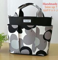 ハンドメイド☆ポケットいっぱいトートバッグ☆帆布×大きなお花