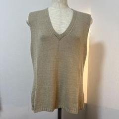 SPORTMAX 大きいサイズベージュ VネックノースリーブサマーニットサイズL