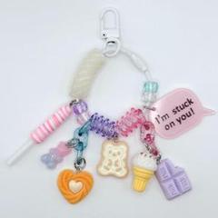 じゃらじゃらキーホルダー ハンドメイド ピンク・パープル系 推し活・Y2K