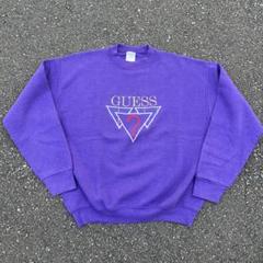 90s GUESS　トレーナー　スウェット　カーキ　　ロゴ　裏起毛　アメリカ製 90s GUESS トレーナー スウェット カーキ ロゴ 裏起毛 アメリカ
