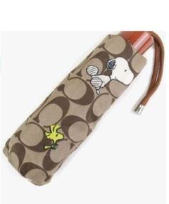 ✿週末値下げ✿ COACH 2025 PEANUTS コラボ 晴雨兼用折り畳傘 コーチ PEANUTS SNOOPY 日傘 折り畳み UV アンブレラ 茶