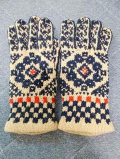 【Hungarotex】ハンガロテックス Wool Gloves - ハンガロテックス・ウール手袋 冬季登山 ハンガリー製 ネイビー×レッド Hungarotex Wool Gloves - ハンガロテックス・ウール手袋