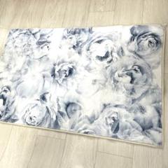 HAOCOO 玄関マット 室内 ラグマット 洗える 50х80cm 花柄 ブルー