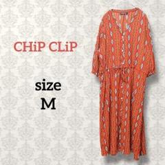 CHiP CLiP【M】ロングシャツワンピース レッド系 ドロスト ゆったり