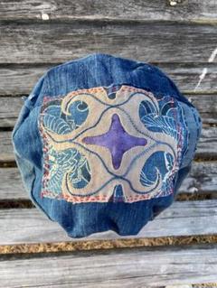 襤褸　アイヌ刺繍生地　リビルドリバーシブルベレー帽のサムネイル