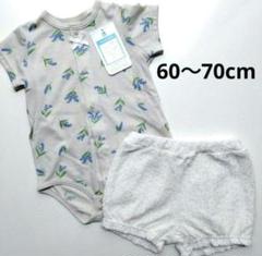ベビー服　ブルマ付ロンパース　60〜70　2枚セット　花柄　レース　綿混　新品