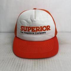 【US古着】Superior アメリカ企業 ビンテージ メッシュキャップ 橙 白