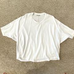 ZARAオーバーサイズホワイトTシャツ半袖デザイン可愛い体型カバーシルエットL