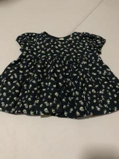 子供服　プティマイン　 花柄半袖フレアトップス ネイビー　80サイズ